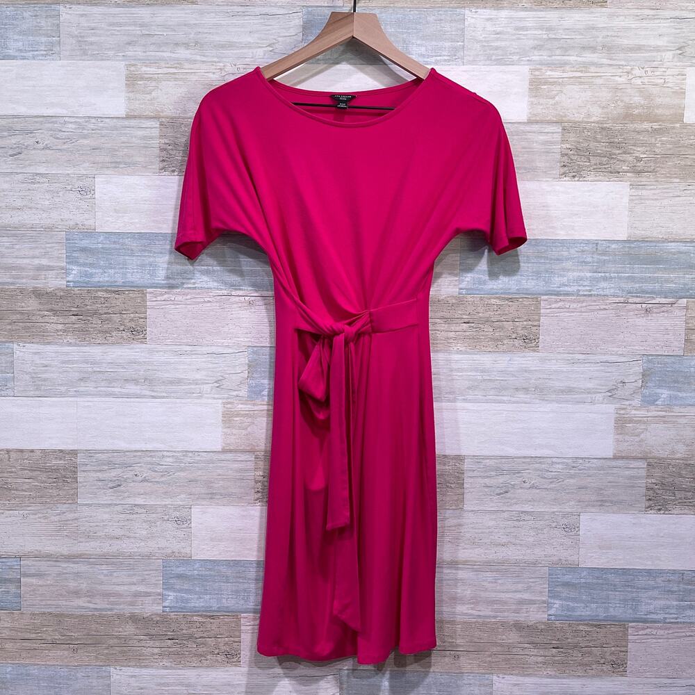 ANN TAYLOR Dolman Belted Tie Front Jersey Knit Dress Pink Womens XSP XS Petite